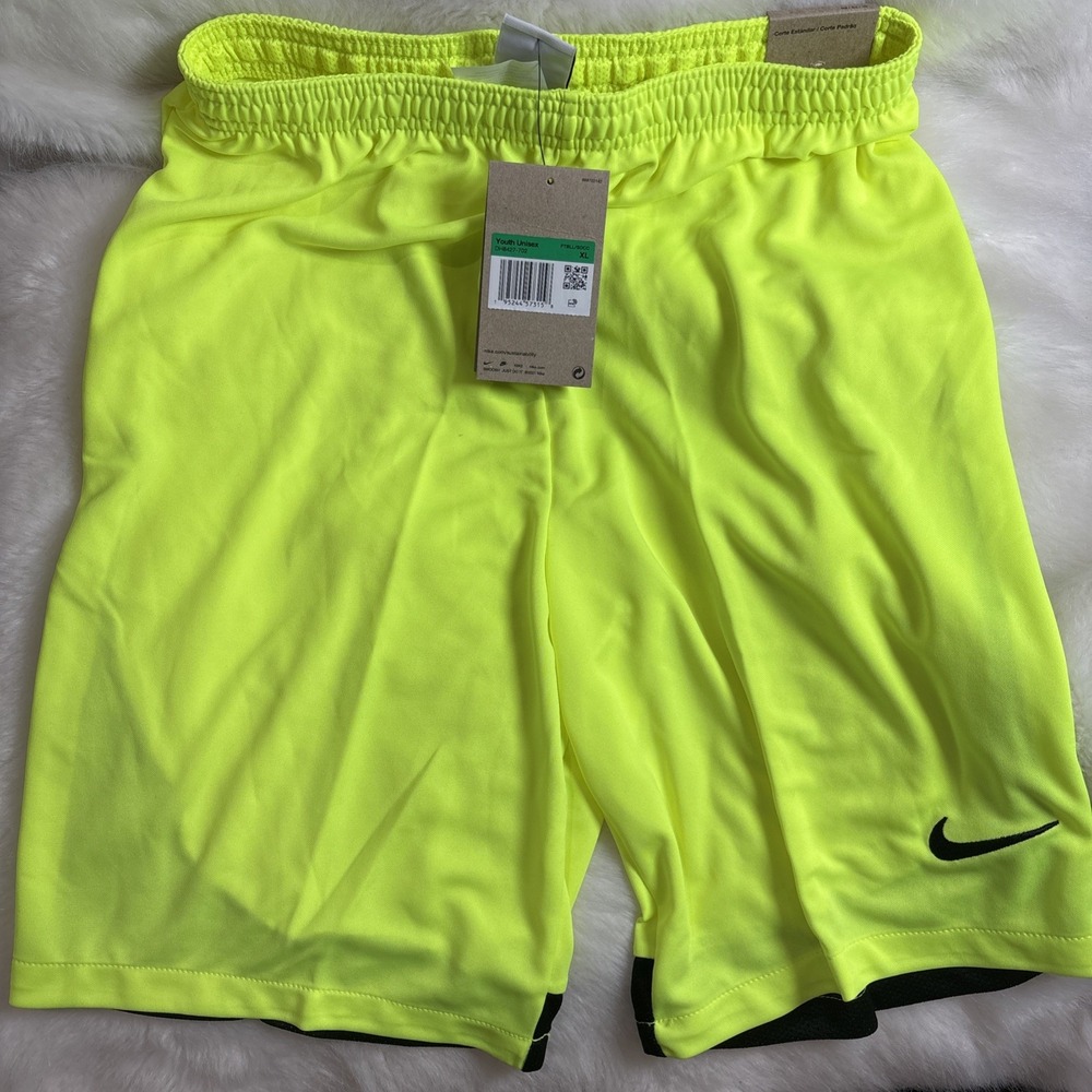 Nike Youth League Knit Unisex Soccer Athletic Training Shorts Yellow SIZE XL NEW